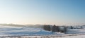 Panoramic country background farmland in Appalachia in snow