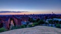 Panoramic day to night timelapse View of Madrid, Spain. Photo taken from the hills of Tio Pio Park, Vallecas