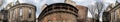 Panoramic 360 degree image of old stone castle and catholic cathedral Royalty Free Stock Photo