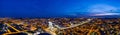 Panoramic drone aerial view on Katowice center at night Royalty Free Stock Photo