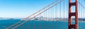 Panoramic drone view of the part of the Golden Gate Bridge in San Francisco, California, USA