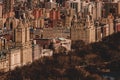 Panoramic elevated view of Central Park, and Upper West Side in Fall. Manhattan, New York City, USA Royalty Free Stock Photo