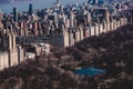 Panoramic elevated view of Central Park, and Upper West Side in Fall. Manhattan, New York City, USA Royalty Free Stock Photo