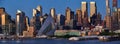 Elevated view of the skyscrapers of Midtown West at sunset. Manhattan, New York City, USA