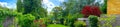Panoramic view of english city garden in London