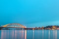 Panoramic evening view of the Dutch city of Nijmegen