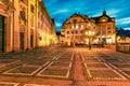 Panoramic evening view of popular tourist attraction - Jesuitenplatz. Illuminated autumn cityscape of Lucerne. Stunning outdoor vi