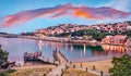 Panoramic evening view of Porto Cervo, Province of Olbia-Tempio Italy, Europe. Spectacular spring sunset in Sardinia. Beautiful Me Royalty Free Stock Photo