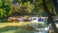 Panoramic exotic  beautiful tropical deep rainforest waterfall   Fresh waterfalls in deep forest Royalty Free Stock Photo
