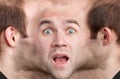 Panoramic face of frightened man Royalty Free Stock Photo
