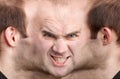 Panoramic face of malicious man Royalty Free Stock Photo