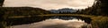 Panoramic famous twilight reflected view of beautifully romantic Aoraki/Mt Cook and Mount Tasman on water of Lake Matheson Royalty Free Stock Photo