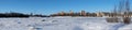 Panoramic February scenery of Koskikeskus in Oulu, Finland