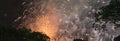 Panoramic firework display celebrating New Year party in downtown Singapore Royalty Free Stock Photo