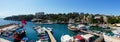 Panoramic Flag pirate ship sea water harbour beach bar resturant old town Antalya turkey