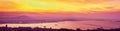 Panoramic Flame of Sunrise Over Pulau Penang Royalty Free Stock Photo