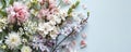 Panoramic Floral Elegance on Pastel Blue Backdrop