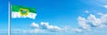 Rio Grande do Norte Flag - state of Brazil, flag waving on a blue sky in beautiful clouds - Horizontal banner