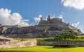 Panoramic of the fortified castle of San Felipe in the city of Cartagena de Indias, Colombia. This fortification was the defense