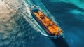 Panoramic front view of a cargo ship carrying oil, Generative AI Royalty Free Stock Photo