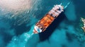 Panoramic front view of a cargo ship carrying oil, Generative AI Royalty Free Stock Photo