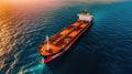 Panoramic front view of a cargo ship carrying oil, Generative AI Royalty Free Stock Photo