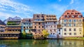 Half-timbered buildings lining the river Ill in the Petite France quarter in Strasbourg, France Royalty Free Stock Photo
