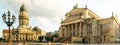 Panoramic Gendarmenmarkt square with German Cathedral Royalty Free Stock Photo