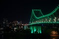 Panoramic green bridge lights by night Royalty Free Stock Photo