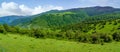 Panoramic green landscape in the valley with mountains and lush vegetation. Santander Royalty Free Stock Photo