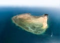 panoramic high angle aerial drone view of Langford Island near Hayman Island, a luxury resort in the Whitsunday Islands