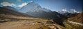 Panoramic Himalaya landscape Royalty Free Stock Photo