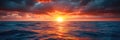Panoramic horizontal banner of sunset over calm ocean water Royalty Free Stock Photo