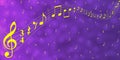 Yellow Music Notes in Purple Gradient Banner Background