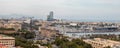 Panoramic image of Barcelona Port Vell and Drassanes square
