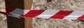Panoramic image. Barrier red and white tape Royalty Free Stock Photo
