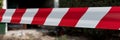 Panoramic image. Barrier red and white tape Royalty Free Stock Photo