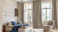 chenille curtains in classical style interior panorama