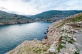 Beautiful landscape of Black Sea bay on cloudy day Royalty Free Stock Photo