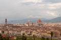 Panoramic image of city of Florence with Duomo, Giotto`s bell tower,, Palazzo Vecchio Royalty Free Stock Photo