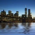 Panoramic image Downtown Manhattan at night Royalty Free Stock Photo