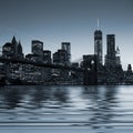 Panoramic image Downtown Manhattan at night Royalty Free Stock Photo