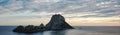 Panoramic image Es Vedra. Ibiza Island, Balearic Islands. Spain Royalty Free Stock Photo