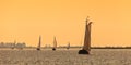 Panoramic image of Frisian Dutch sailing ships Royalty Free Stock Photo