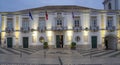 panoramic image of the front facade of the LoulÃ© town hall building in the Algarve region