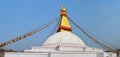 Panoramic image The Great stupa Bodnath in Kathmandu Royalty Free Stock Photo