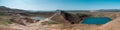 Panoramic image of green Askja volcano crater lake in Iceland Royalty Free Stock Photo