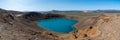 Panoramic image of green Askja volcano crater lake in Iceland Royalty Free Stock Photo