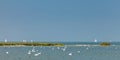 Panoramic image of the IJsselmeer lake in The Netherlands