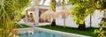 Panoramic image inner garden with private swimming pool